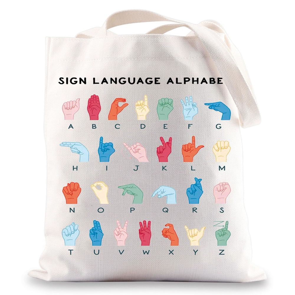 Asl Teacher Tote Bag American Sn Language Gifts Asl Interpreter Tote Bag :O